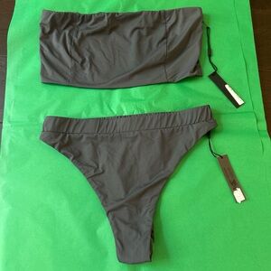 Myra Swim.    Strapless Bikini Set in Charcoal Gray